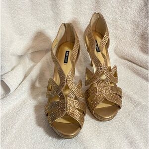 Women’s Alex Marie Dayten gold sandal heels from Dillard